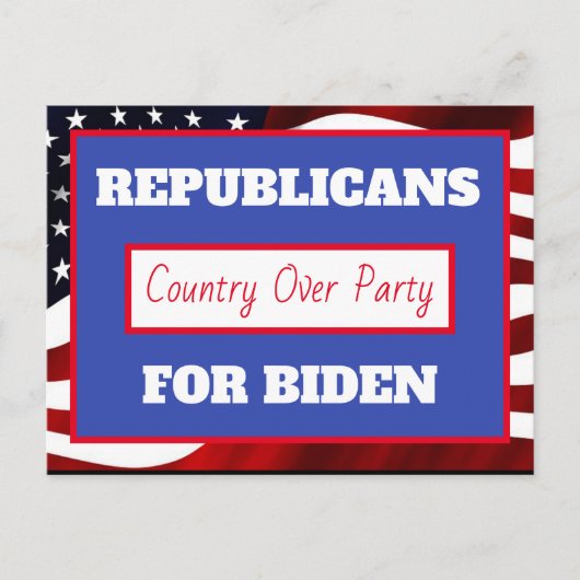 Republikeinen voor Joe Biden, Country Over Party Briefkaart (Voorkant)