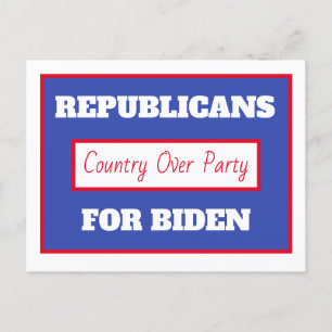 Republikeinen voor Joe Biden, Country Over Party Briefkaart