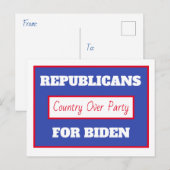 Republikeinen voor Joe Biden, Country Over Party Briefkaart (Voorkant / Achterkant)