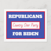 Republikeinen voor Joe Biden, Country Over Party Briefkaart (Voorkant)