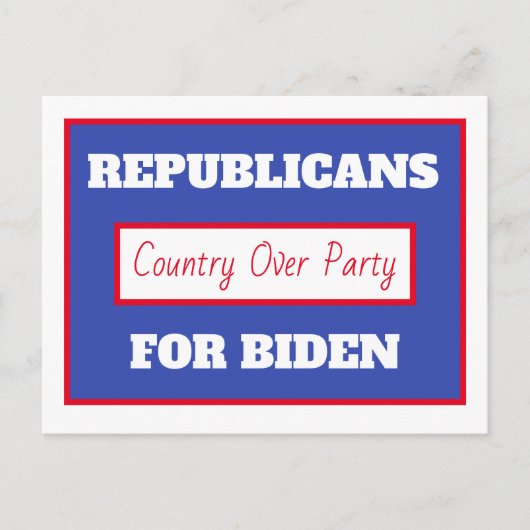 Republikeinen voor Joe Biden, Country Over Party Briefkaart (Voorkant)