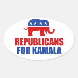 Republikeinen voor Kamala Harris Elephant Ovale Sticker