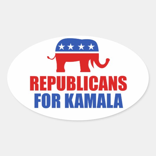 Republikeinen voor Kamala Harris Elephant Ovale Sticker (Voorkant)
