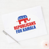Republikeinen voor Kamala Harris Elephant Ovale Sticker (Envelop)