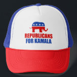 Republikeinen voor Kamala Harris Elephant Trucker Pet<br><div class="desc">Republikeinen voor Kamala Harris pet met de rode en blauwe Republikeinse olifant. Conservatieven stemden in 2024 voor Kamala als president.</div>