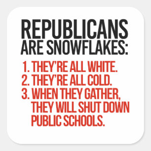Republikeinen zijn sneeuwvlokken vierkante sticker