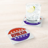 Republikeins Button Glazen Onderzetter (Schuin)