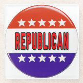 Republikeins Button Glazen Onderzetter (Voorkant)