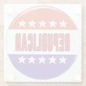 Republikeins Button Glazen Onderzetter (Achterkant)