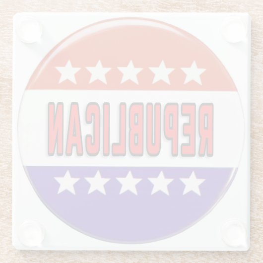 Republikeins Button Glazen Onderzetter (Achterkant)