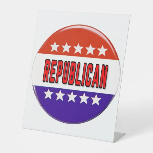 Republikeins Button Reclamebord Met Voetstuk (Voorkant)