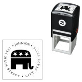 Republikeins olifant Amerikaanse vlag retourlabel Zelfinktende Stempel (In situ)