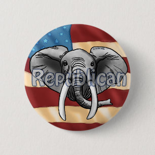 Republikeinse grijze olifantenspeld ronde button 5,7 cm