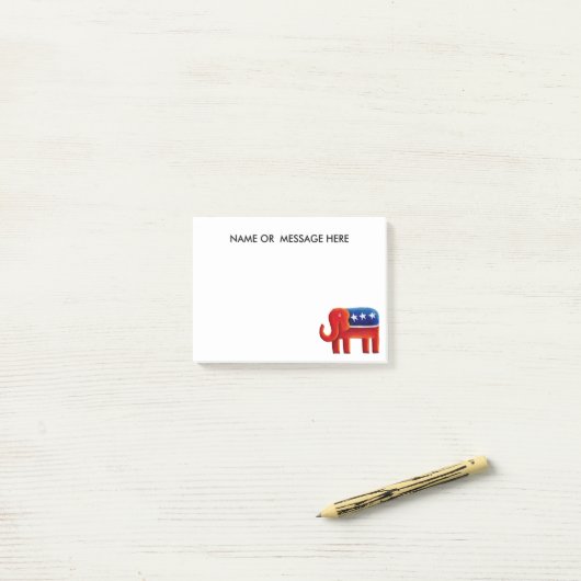 Republikeinse Olifant Aangepaste Naam of Bericht Post-it® Notes (Op bureau)