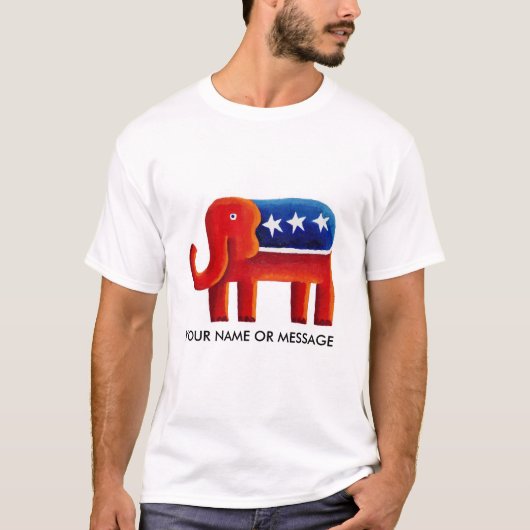 Republikeinse Olifant Aangepaste Naam of Bericht T-shirt (Voorkant)