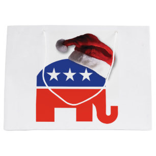 Republikeinse olifant die een Pet van de Kerstman  Groot Cadeauzakje