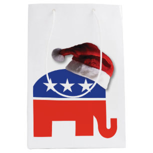 Republikeinse olifant die een Pet van de Kerstman  Medium Cadeauzakje