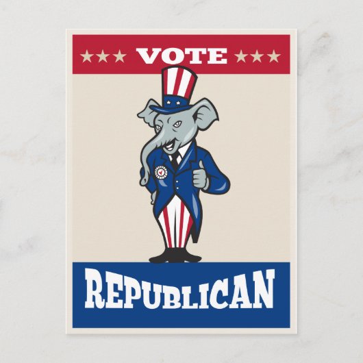 Republikeinse olifant Mascot duikt op Amerikaanse  Briefkaart (Voorkant)