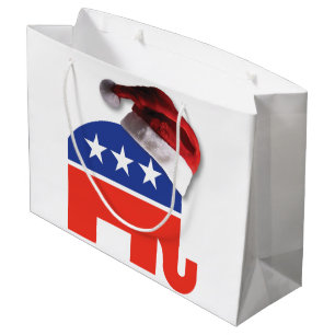 Republikeinse olifant met een Pet voor de kerstman Groot Cadeauzakje