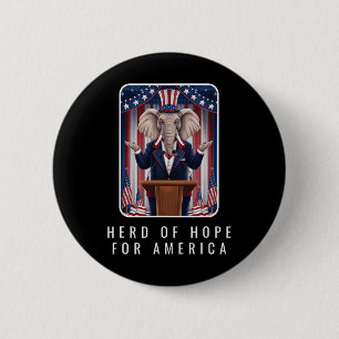 Republikeinse Olifantenkudde Van Hoop Voor Amerika Ronde Button 5,7 Cm