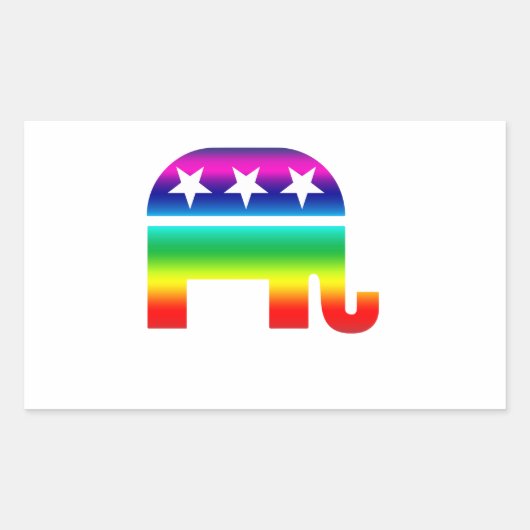 Republikeinse Originele Olifant Regenboog Rechthoekige Sticker (Voorkant)