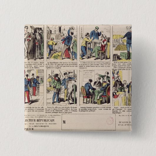 Republikeinse propaganda vierkante button 5,1 cm (Voorkant)