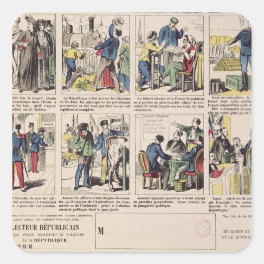 Republikeinse propaganda vierkante sticker (Voorkant)