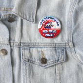 Republikeinse Red Wave 2024 Tsunami Surfen Olifant Ronde Button 5,7 Cm (In situ)