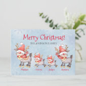 Rerendierfamilie persoonlijke kerstKaart (Staand voorkant)