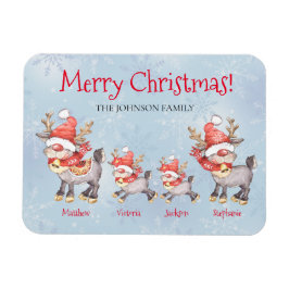 Rerendierfamilie persoonlijke prettige kerstKaart Magneet