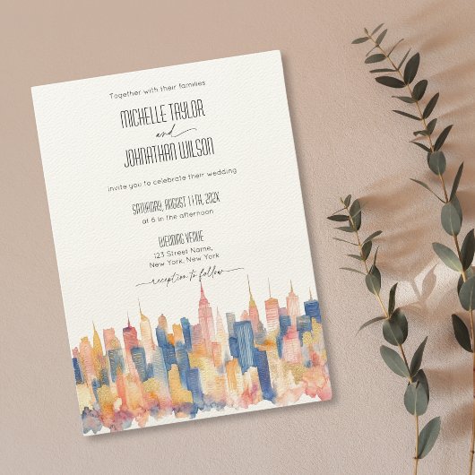 Rero New York City Bestemming Trouwdag Aquarel Kaart