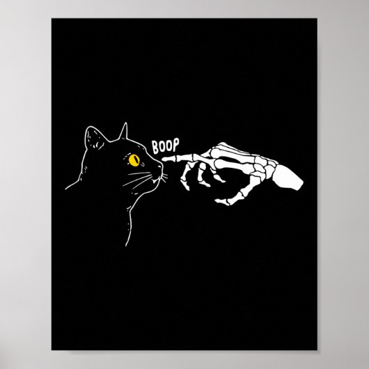 Rero  Zwart Cat Skelet Hand Boop Hallowee Poster (Voorkant)