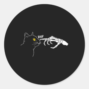 Rero Zwart Cat Skelet Hand Boop Hallowee Ronde Sticker