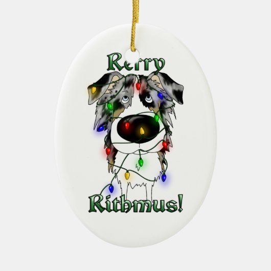 Rerry Rithmus - Australian Shepherd Keramisch Ornament (Voorkant)