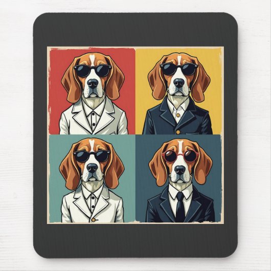 Rerto Beagle Dog 70s Style Zonnebril Muismat (Voorkant)