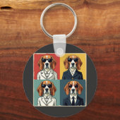 Rerto Beagle Dog 70s Style Zonnebril Sleutelhanger (Voorkant)
