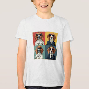 Rerto Beagle Dog 70s Style Zonnebril Tri-Blend Shirt