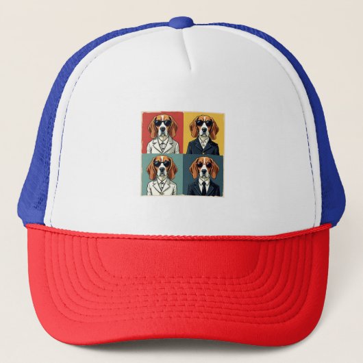 Rerto Beagle Dog 70s Style Zonnebril Trucker Pet (Voorkant)
