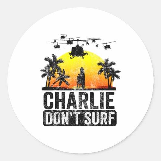 Rertro Vintage Charlie Dont Surf  Ronde Sticker (Voorkant)