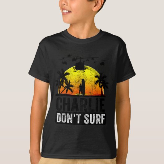 Rertro Vintage Charlie Dont Surf  T-shirt (Voorkant)