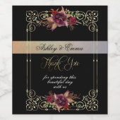 Res Rozen Goud Metallic & Parels op Zwart Wijn Etiket (Enkel label)