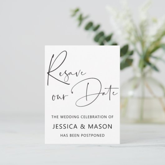 Resave de datum van de uitgestelde aankondiging va briefkaart (Staand voorkant)