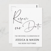 Resave de datum van de uitgestelde aankondiging va briefkaart (Voorkant / Achterkant)