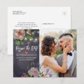 Resave the Date Floral Wedding Postponement Photo Aankondigingskaart (Voorkant / Achterkant)