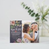 Resave the Date Floral Wedding Postponement Photo Aankondigingskaart (Staand voorkant)