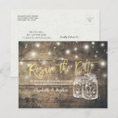 Resave the Date Wedding Postponement Mason Jars Aankondigingskaart (Voorkant / Achterkant)