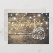 Resave the Date Wedding Postponement Mason Jars Aankondigingskaart (Voorkant / Achterkant)
