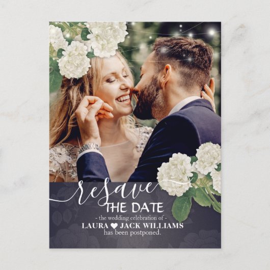 Resave the Date Wedding Postponement Reschedulated Aankondigingskaart (Voorkant)