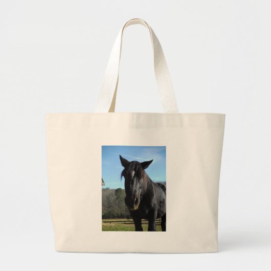 Rescuated Black Draft Horse Grote Tote Bag (Voorkant)