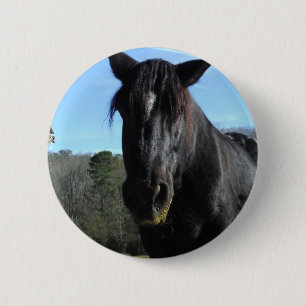 Rescuated Black Draft Horse Ronde Button 5,7 Cm